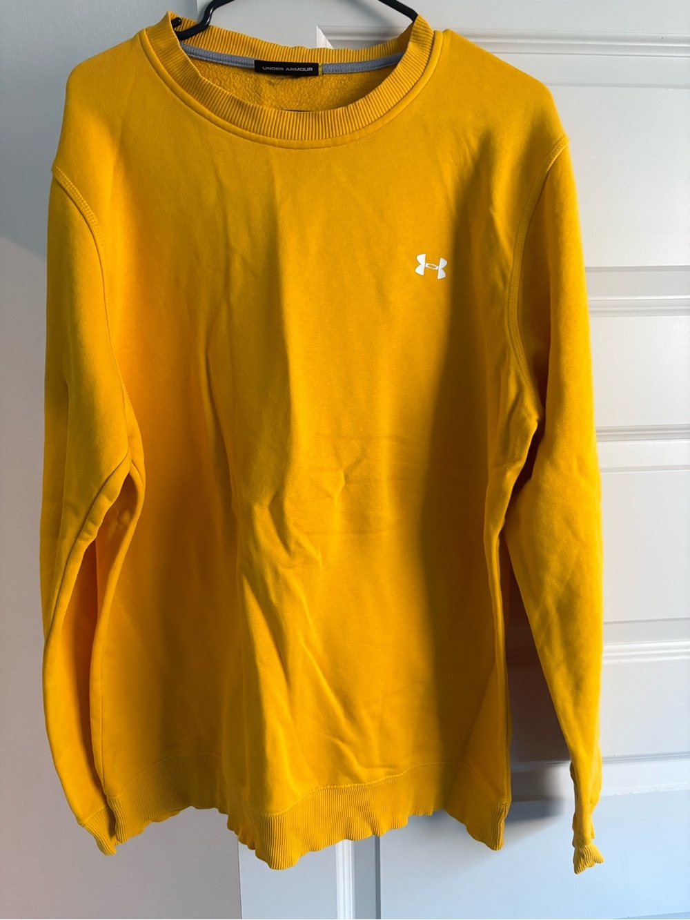 Under Armour Men's Yellow Fleece Logo Crewneck Pullover Sweatshirt L